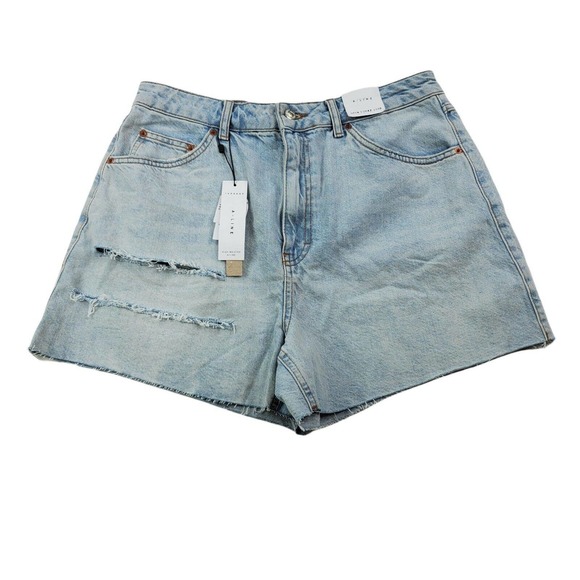 Topshop Pants - Topshop Women Cut-Off Denim Jean Mom Shorts SZ 10 Light Wash High Waisted A-Line